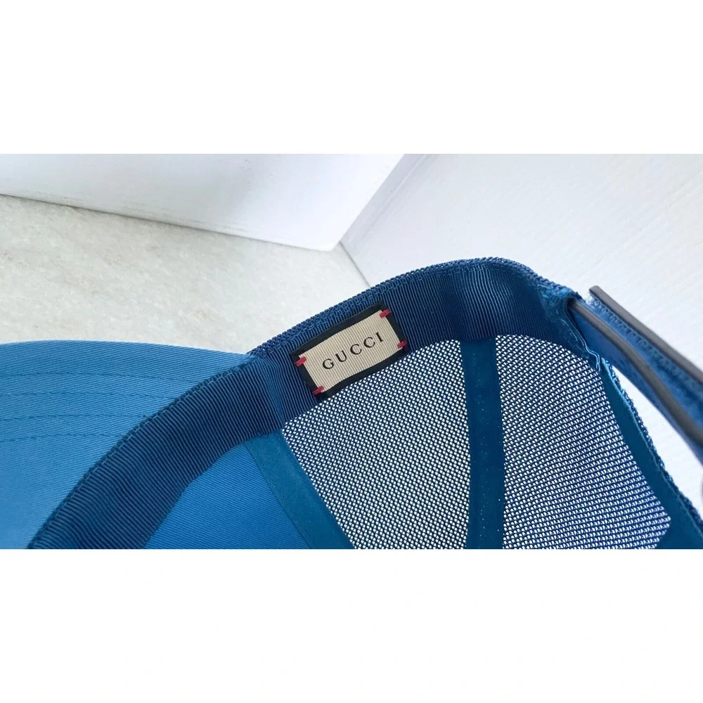 NWT Gucci Logo Blue Baseball Hat Size M